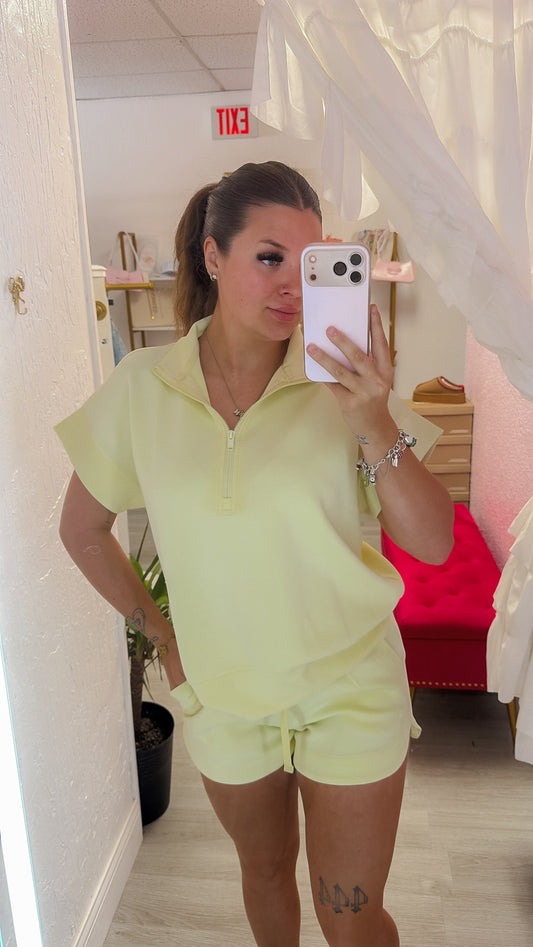 Lemonella Scuba Quarter Zip Shorts Set