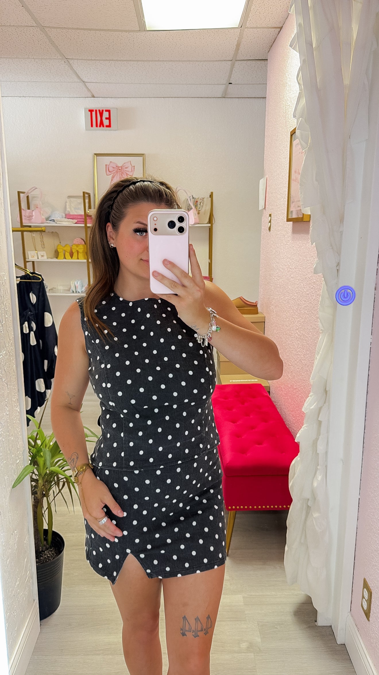 Polkadot Open Back Top and Mini Skort Set