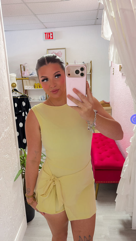 Lemon Sleeveless Wrap Tie Front Dress RESTOCK