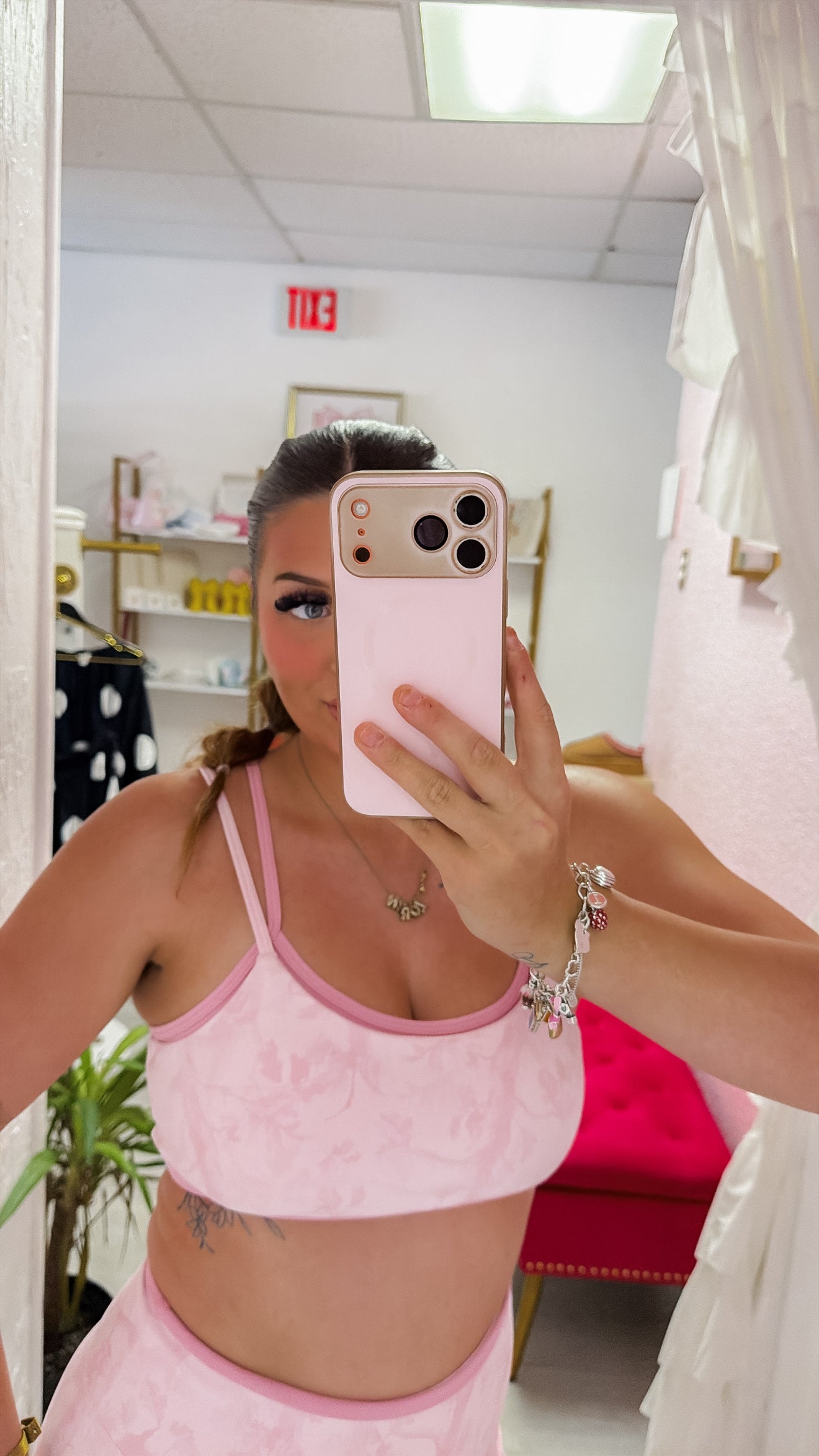 Pink Camo Print Double Layered Sports Bra