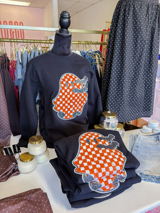 Sequin Checkered Ghost Crewneck