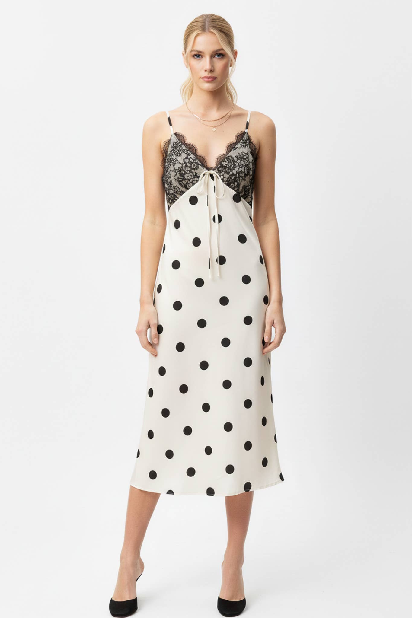 Kimmy White Polka Dot Midi Dress