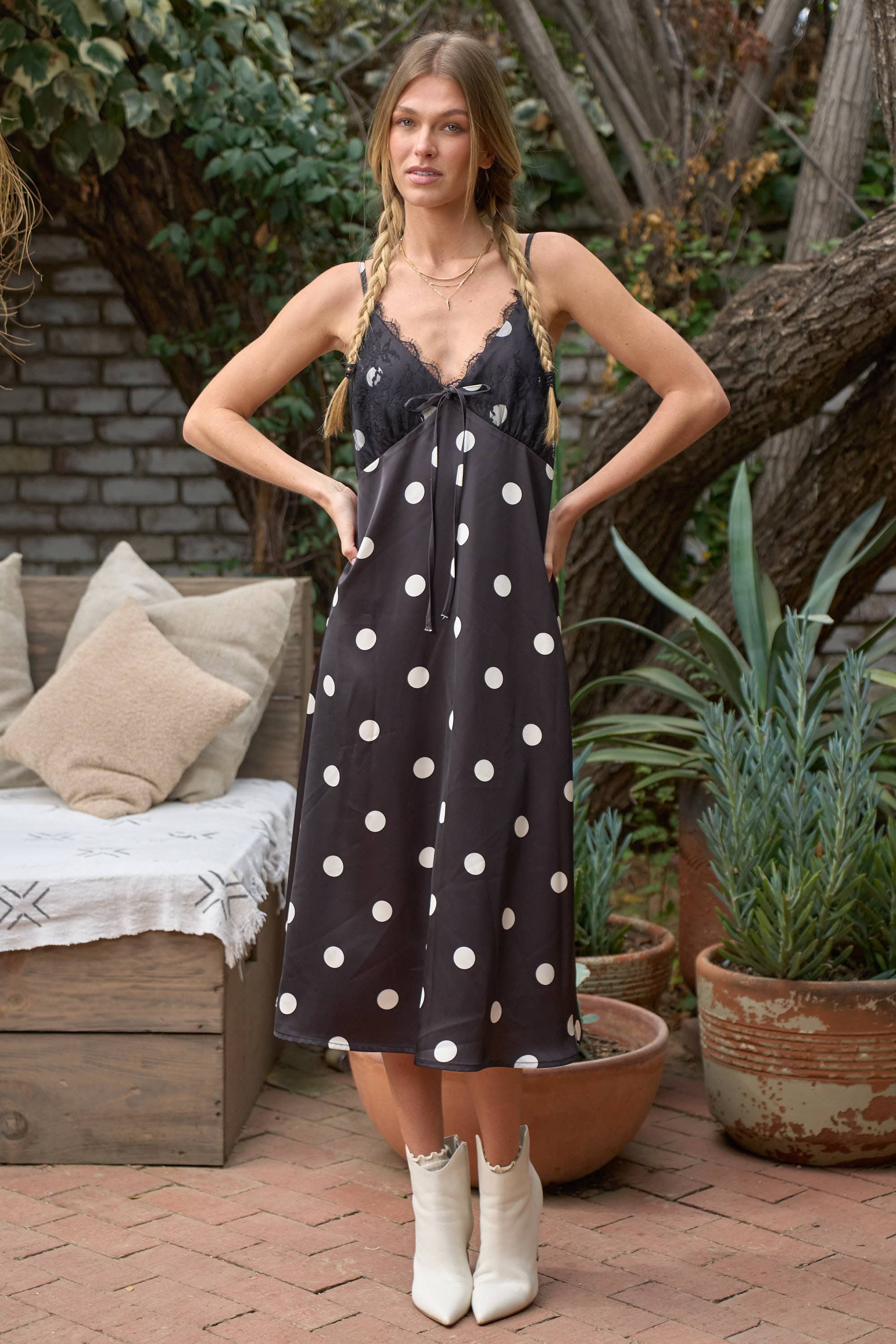 Kimmy Black Polka Dot Midi Dress