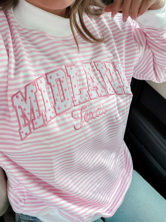 Pink Stripe Midland Mockneck