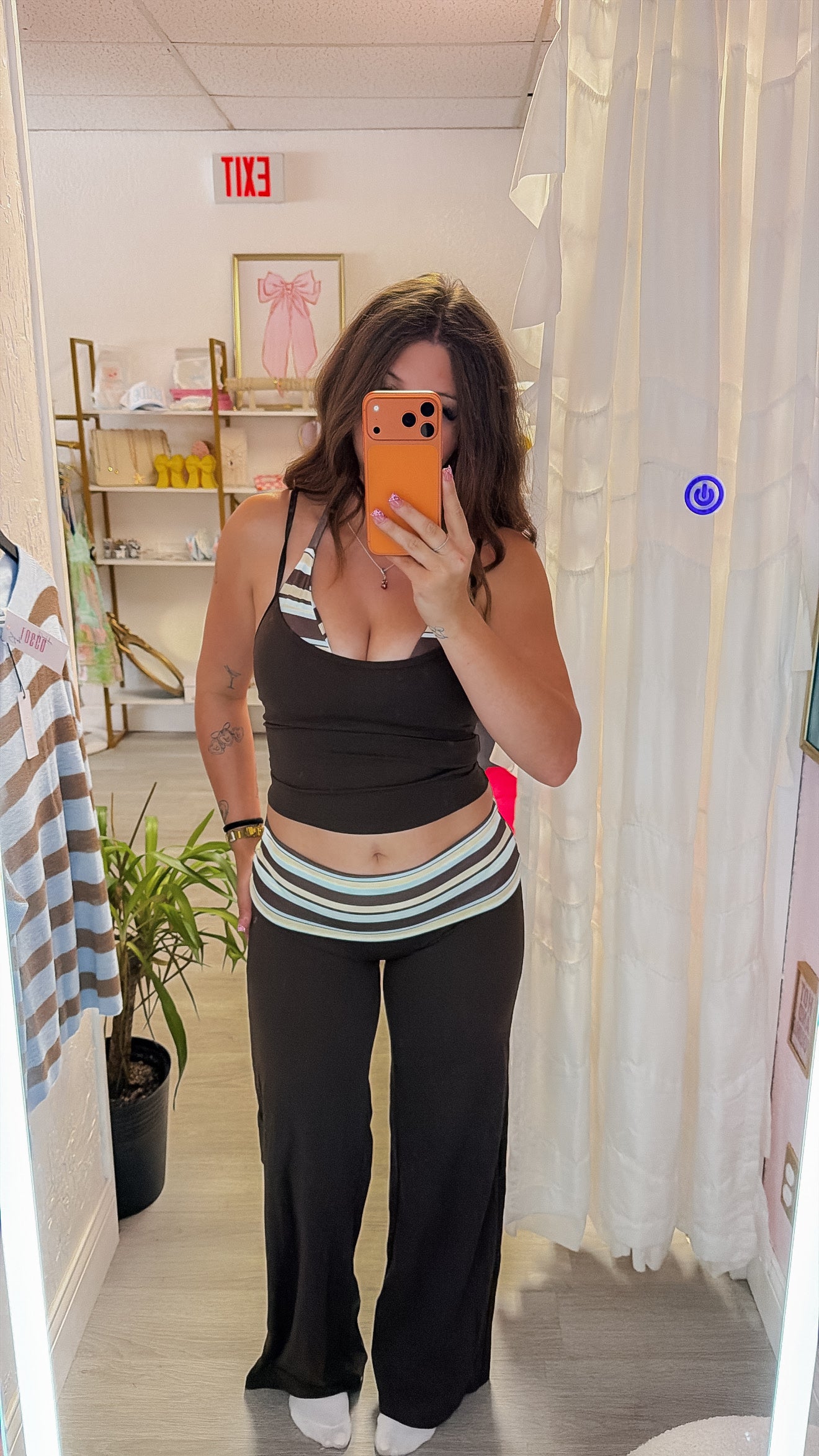 Stripe Fold Over Flair Leggings