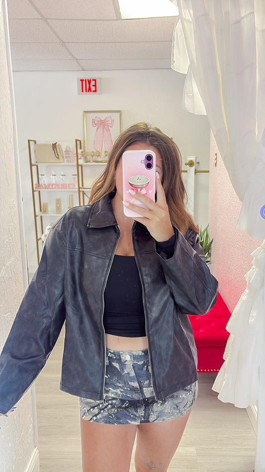 Oversized Faux Leather Jacket