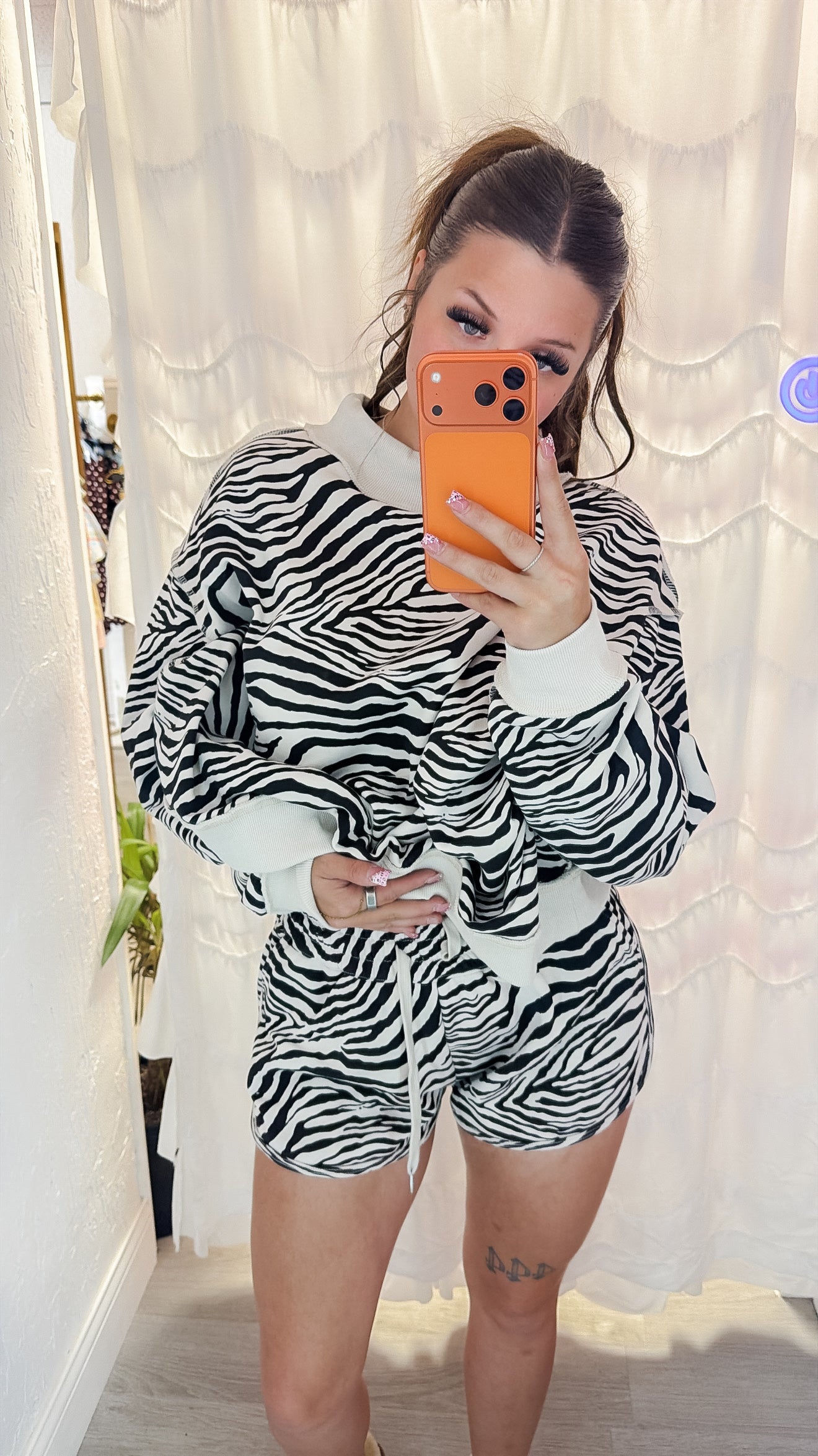 Zebra Printed Draw String Shorts