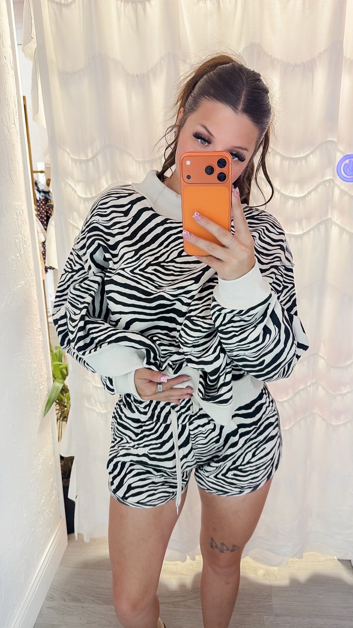 Zebra Printed Draw String Shorts