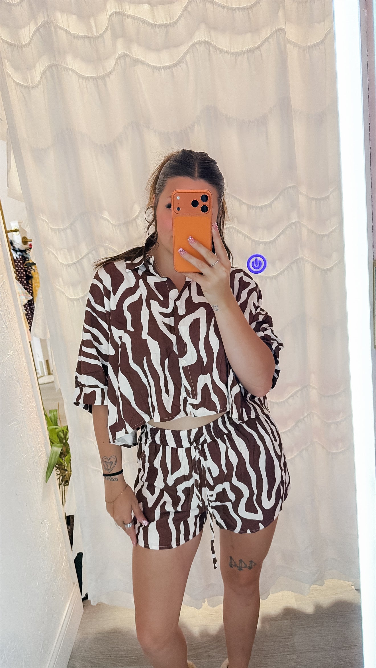 Abstract Tiger Print Shorts Set