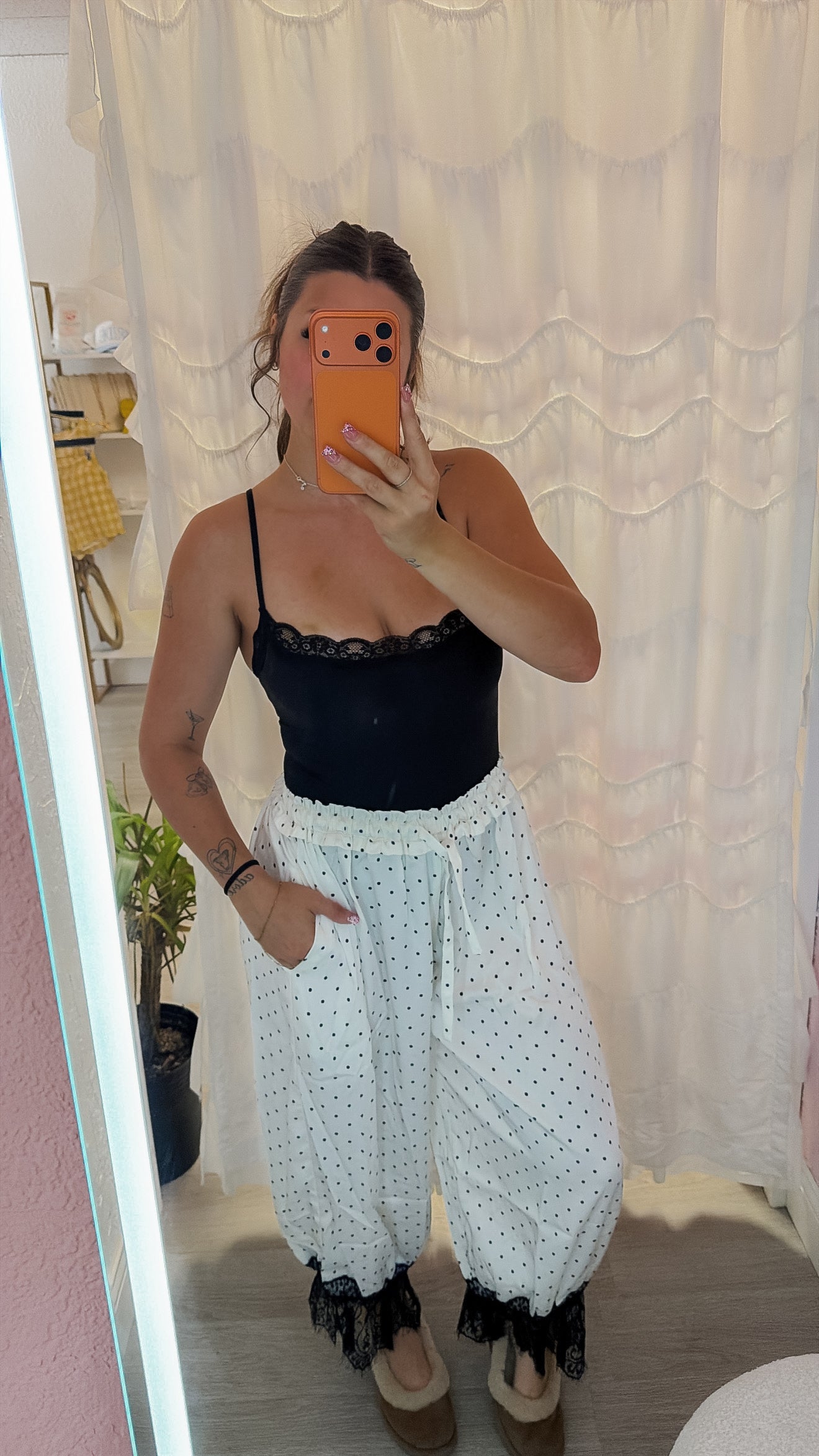 White Polka Dot Satin Bloomers