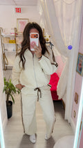 Retro Polka Dot Track Pants - Brown/Ivory