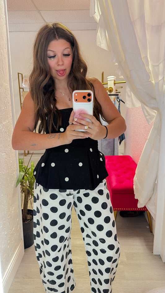 Sarah Polka Dot Barrel Jeans