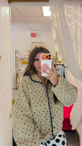 Navy Polka Dot Fleece Jacket