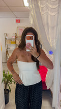 Ellie Strapless Knit Peplum Top - White