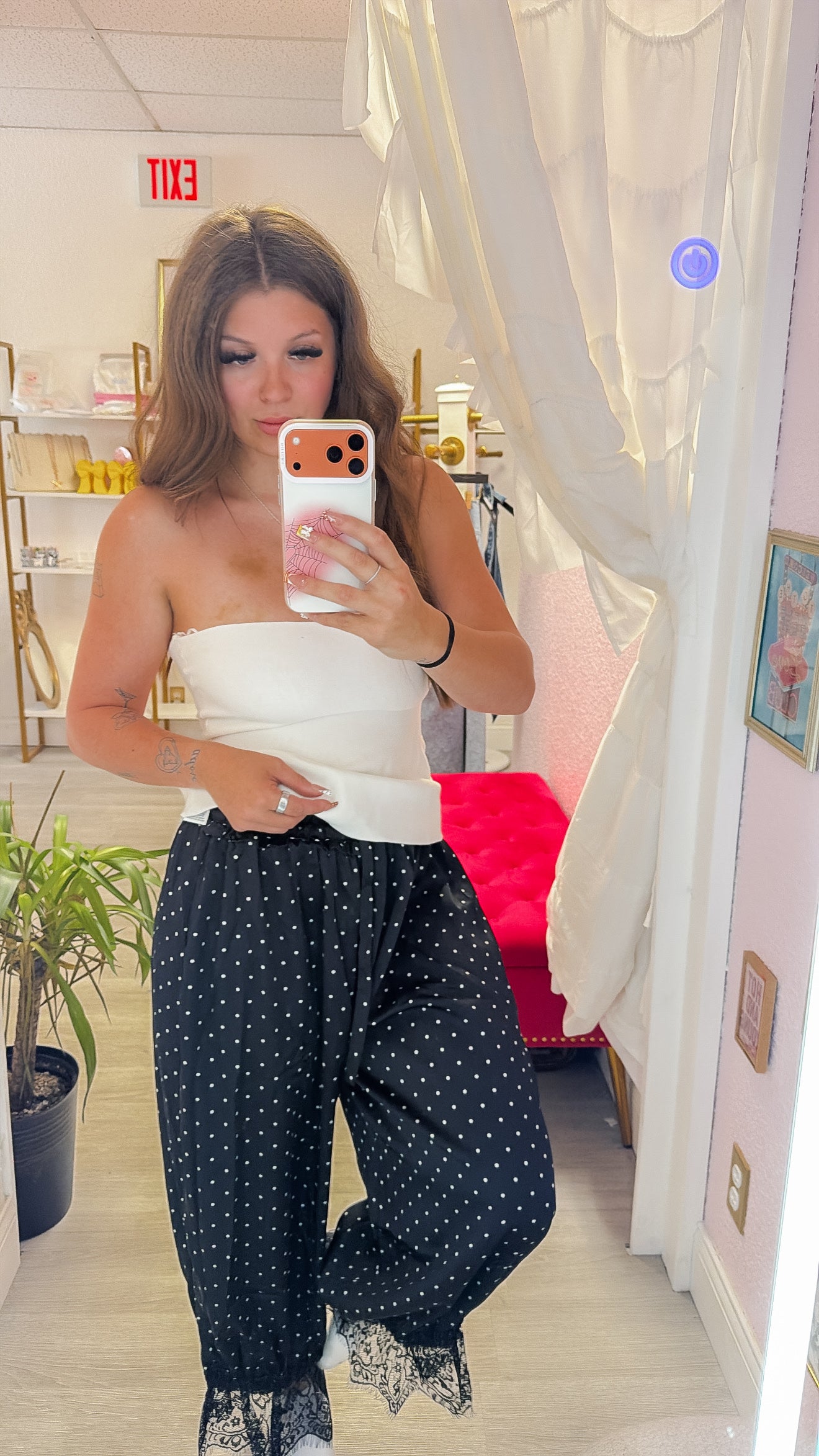 Black Polka Dot Satin Bloomer Pants