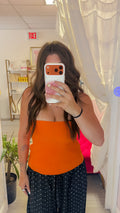 Ellie Strapless Knit Peplum Top - Orange