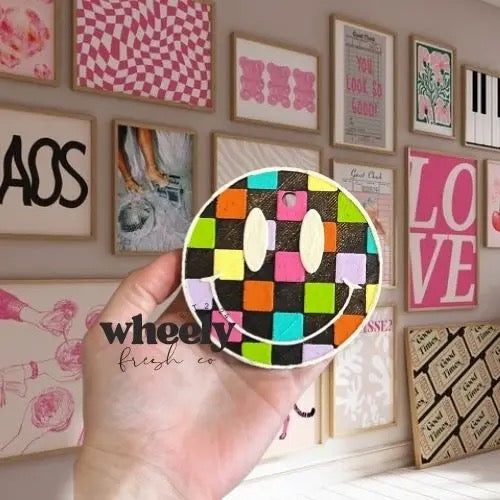 Checkered Smiley Freshie - Pink Chiffon