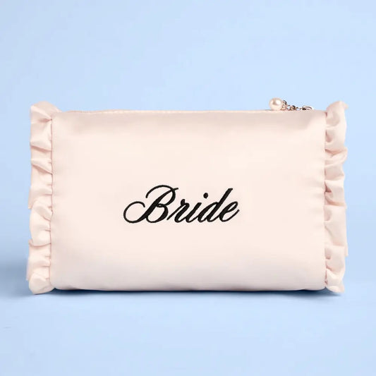 Embroidered Bride Satin Cosmetic Bag