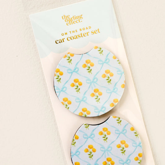 Magnolia Lane Blue Car Coasters