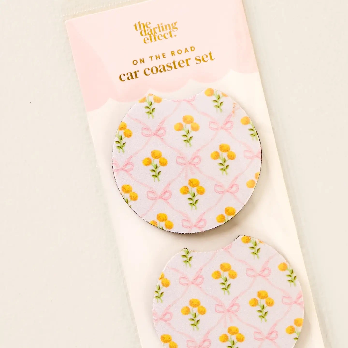 Magnolia Lane Pink Car Coaster Set