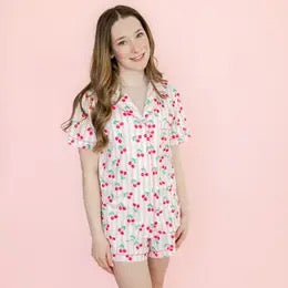 Cherry On Top Ric Rac Short Sleeve Loungewear Pajama Set