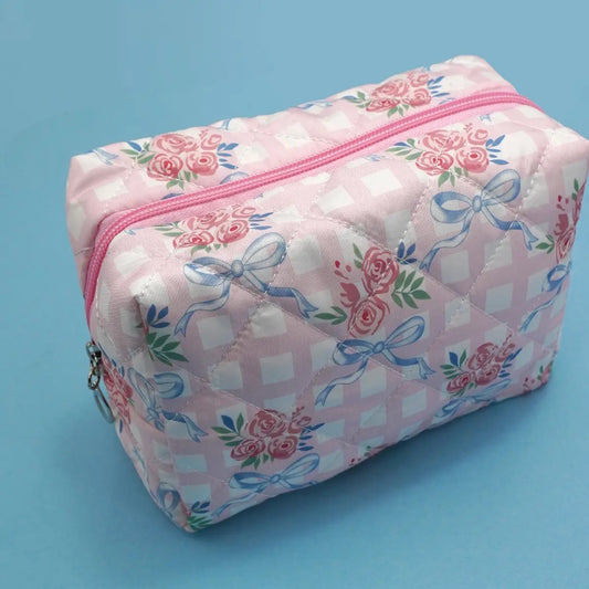Love Shack Quilted Bow Makeup Bag