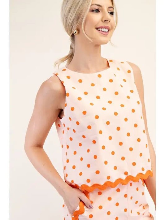 Polka Dot Trim Top