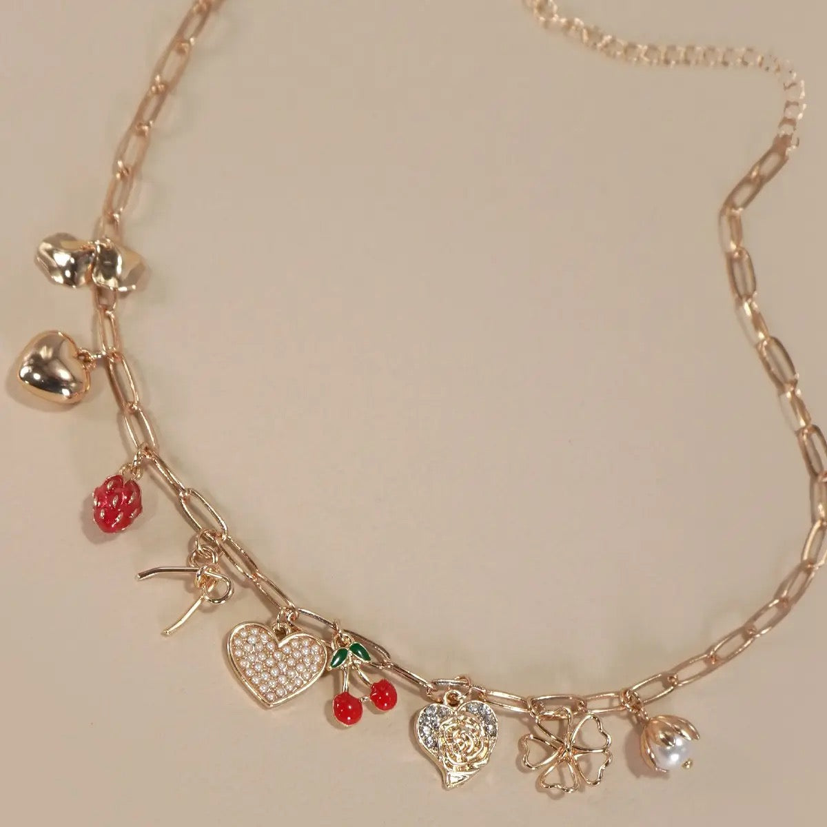 Cherry Heart Charm Necklace