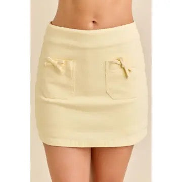 Butter Yellow Bow Mini Skort