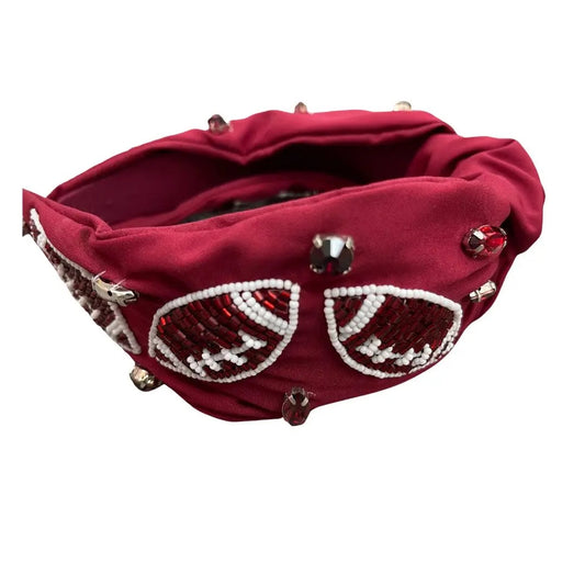 Gameday Headband Maroon Footballs