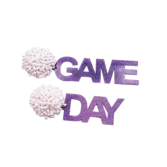 Gameday Earrings Purple Pom