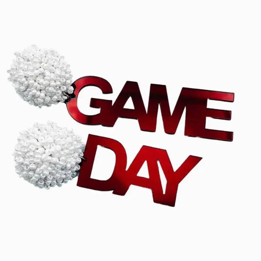 Gameday Earrings Maroon Pom