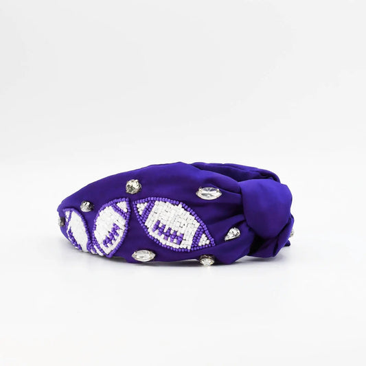 Purple and White Football Headband