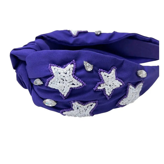 Purple and White Star Headband