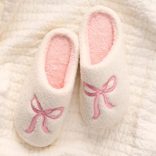 Fuzzy Bow Slippers size M/L