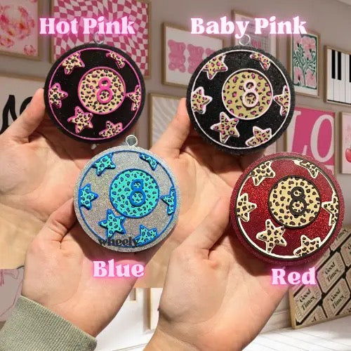 Cheetah 8 Ball Freshie - Hot Pink- Pink Chiffon