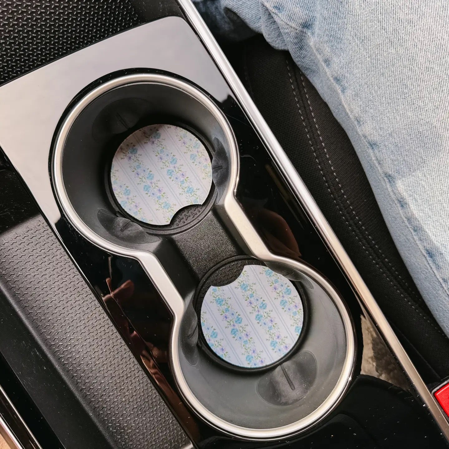 Petal Parade Blue Car Coasters