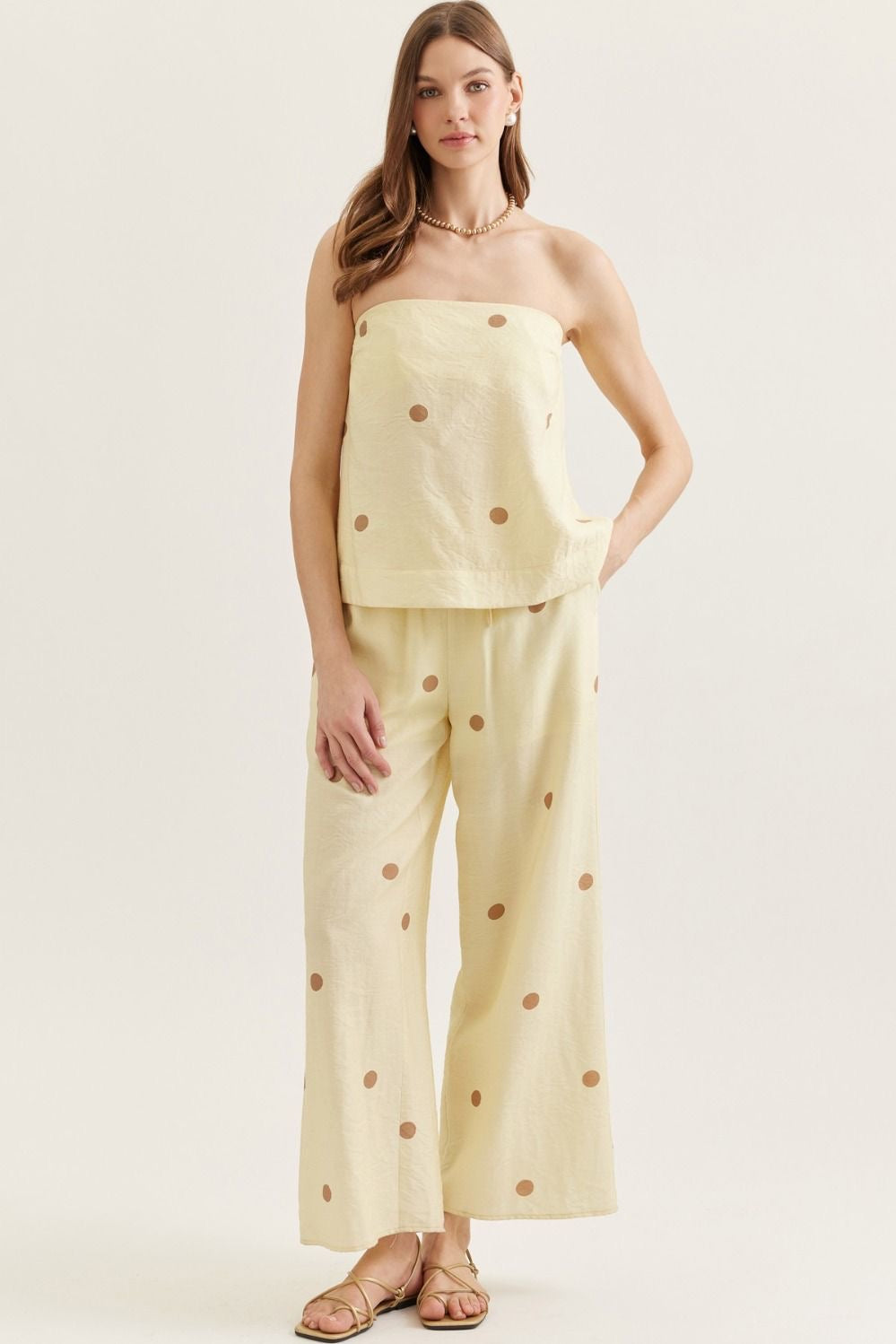 Lemon Polka dot Strapless Set