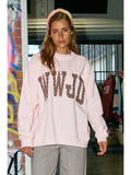 'wwjd' Heart Printed Mock-Ruffle Sweatshirt