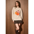 Embroidered Pumpkin Oversized Crew Neck Sweatshirt