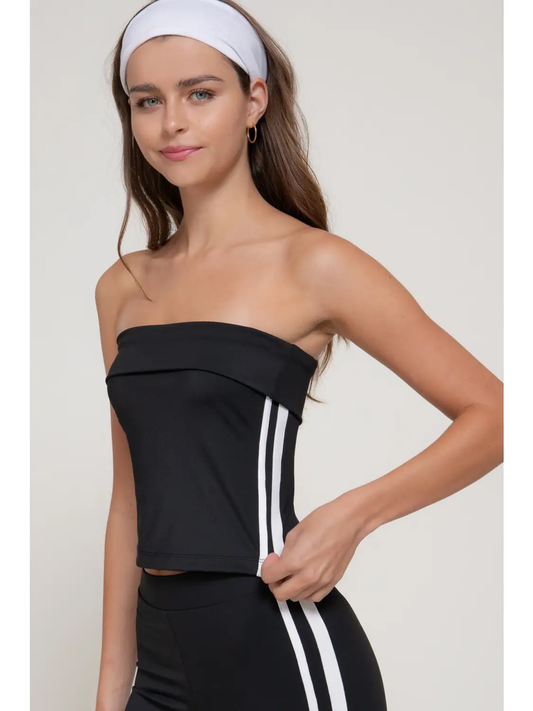 Workout Tube Top with Side Contrasting Stripe
