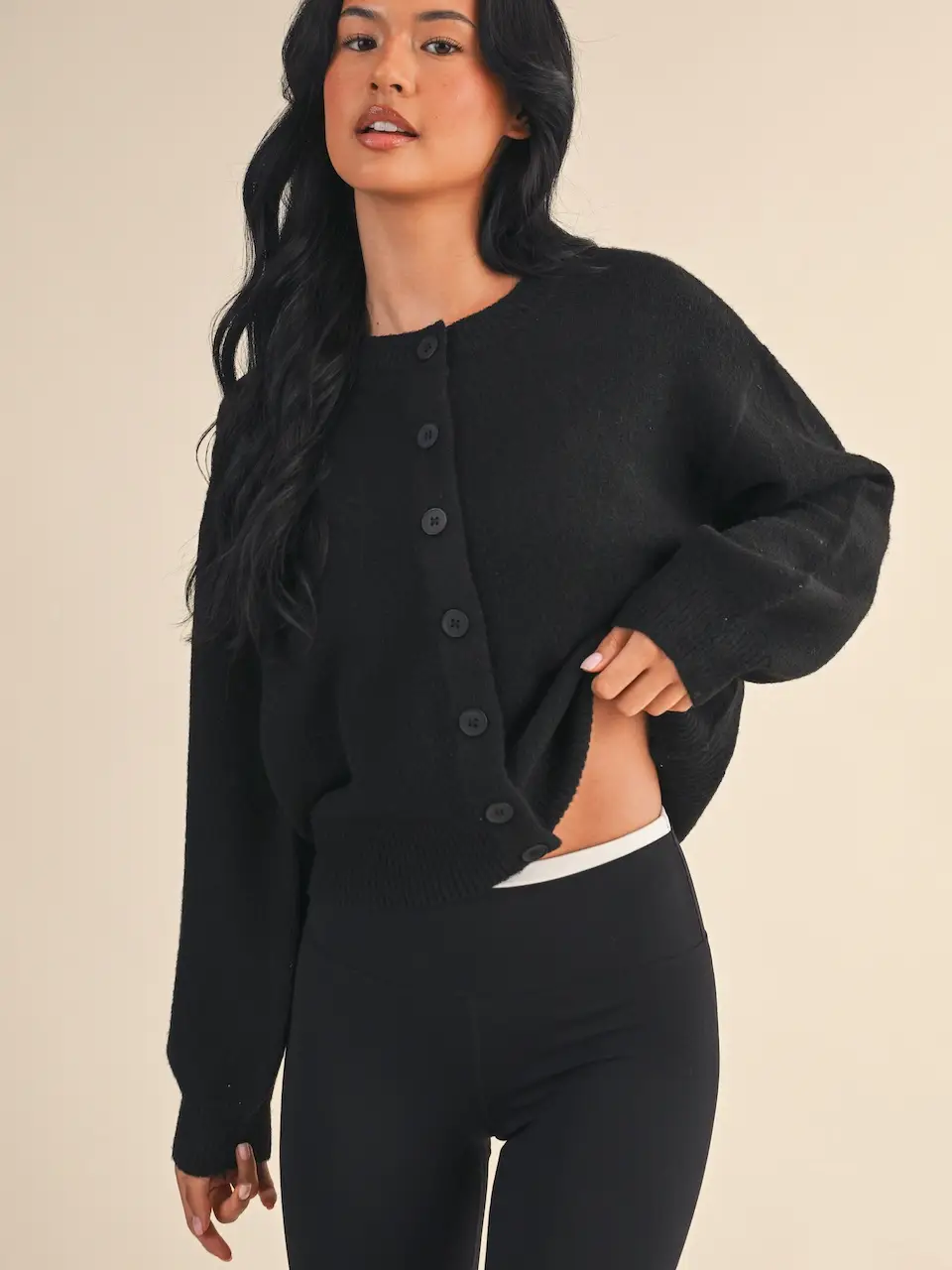 Jade Button Up Cardigan - Black