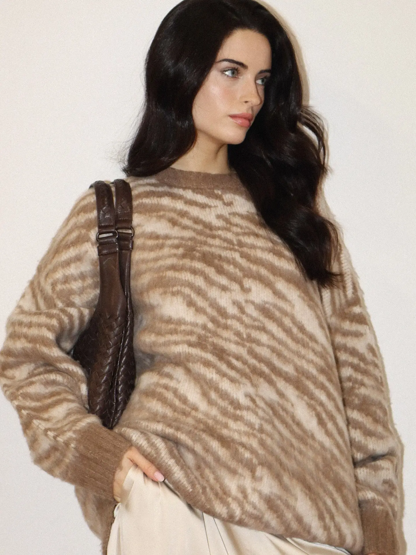 Charlotte Brushed Zebra Knit Sweater