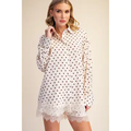 Ivory Polka Dot Oversized Button Down