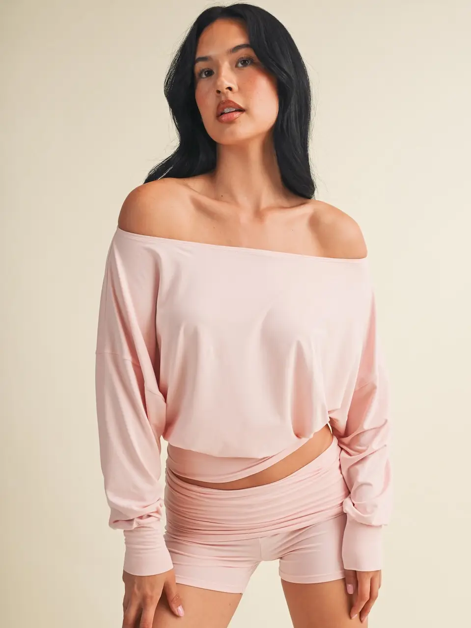 Pink Soft Knit Off Shoulder Slouchy Top