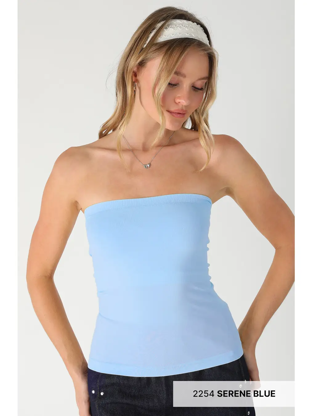 Serene Blue Two Layer Tube Top