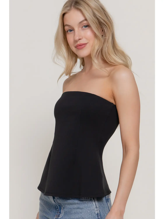 Peplum Soft Knit Jersey Tube Top