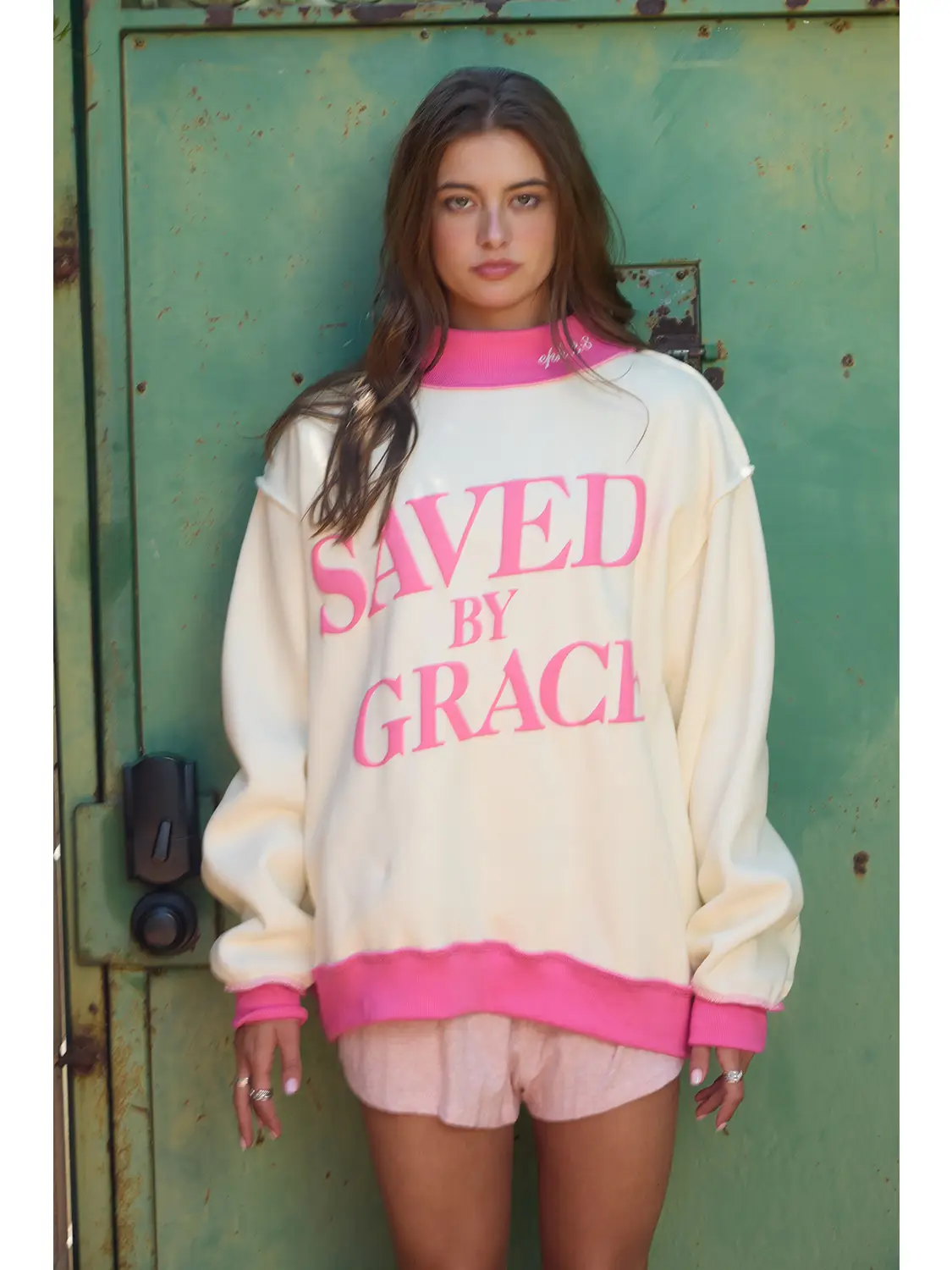 Saved By Grace Puff Print Sweatshirt