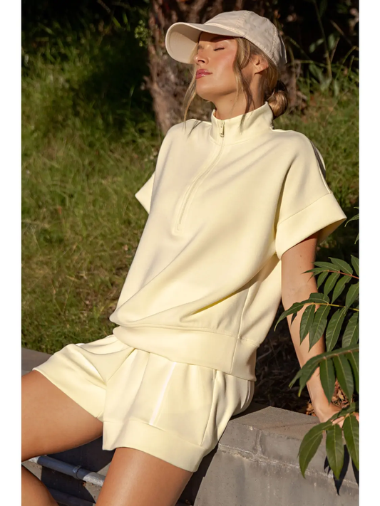 Lemonella Scuba Quarter Zip Shorts Set