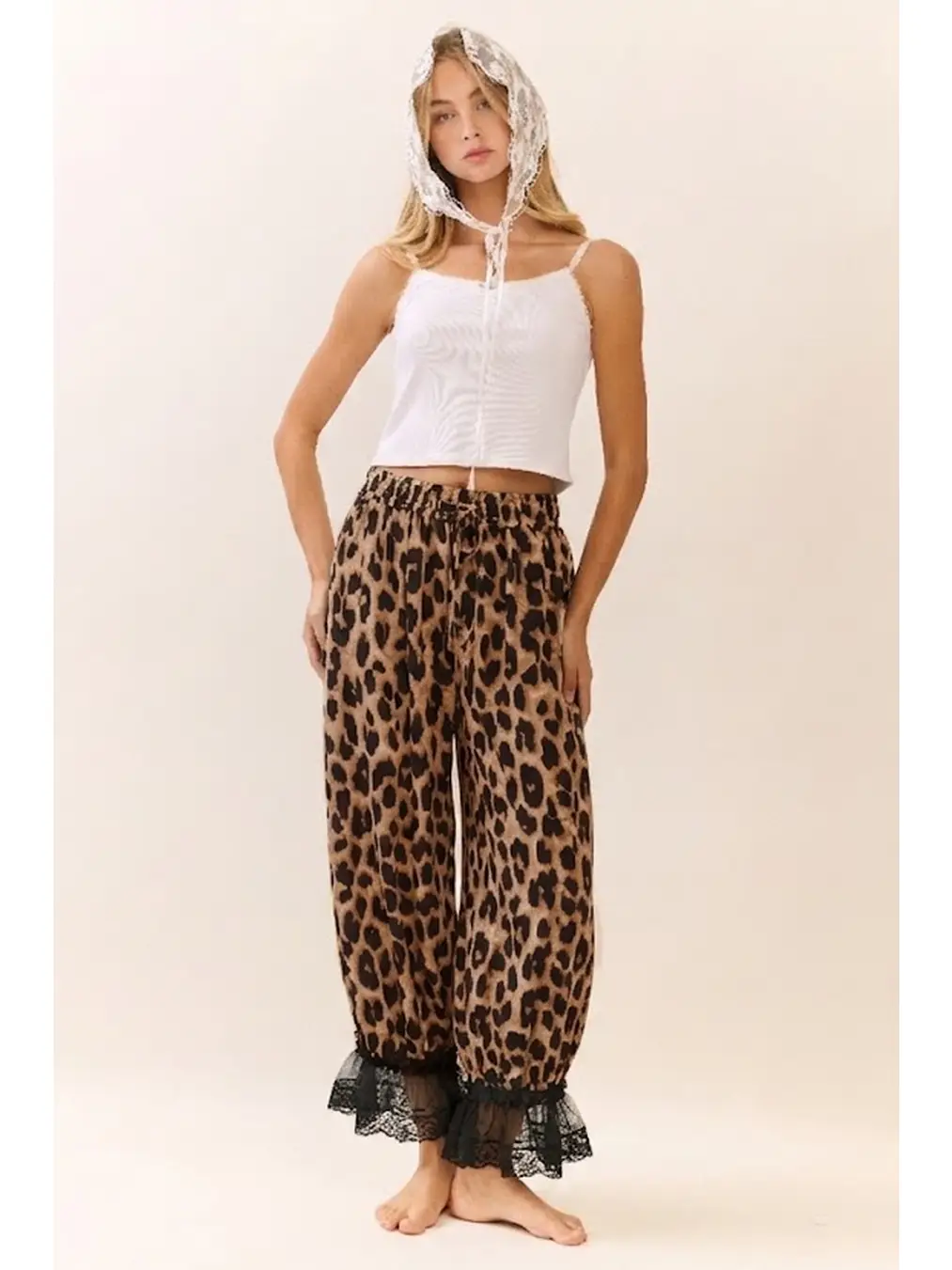 Leopard Printed Wide Leg Bloomer Pants